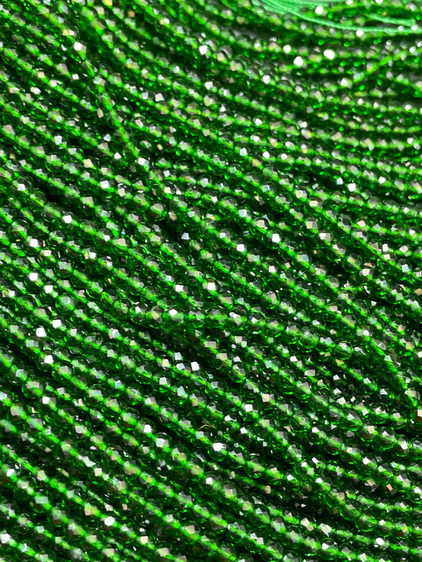 Chinese Crystal Glass Bead Faceted 2mm 3mm Round Bead, Gorgeous Translucent Green Jade Color Crystal Glass Bead