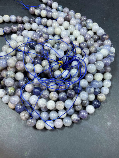 Natural Iolite Gemstone Bead 6mm 8mm 10mm Round Bead, Gorgeous Natural Purple Gray Blue Color Iolite Gemstone Beads