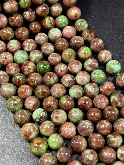 AAA Natural Green Garnet Gemstone Bead 6mm 8mm 10mm Round Bead, Beautiful Green Brown Color Garnet Gemstone Beads, Full Strand 15.5"