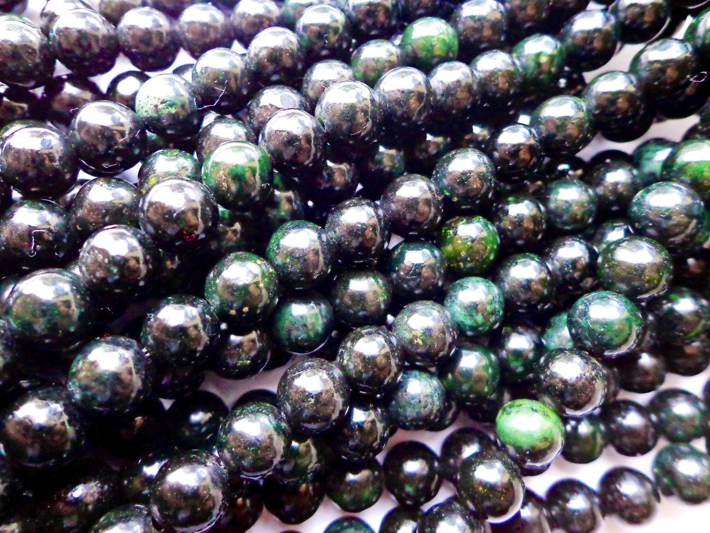 AAA Natural Black Obsidian Jade Gemstone Bead 6mm 8mm 10mm Smooth Round Beads, Beautiful Black Green Obsidian Jade Beads, Great Quality 15.5”