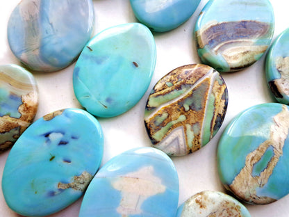 NATURAL Dragon Skin Agate Gemstone Bead 28x17mm Oval Shape, Beautiful Sky Blue Color LOOSE Dragon Skin Agate Beads