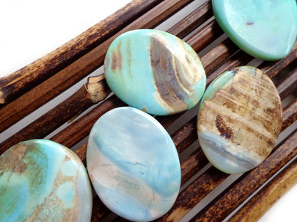 NATURAL Dragon Skin Agate Gemstone Bead 28x17mm Oval Shape, Beautiful Sky Blue Color LOOSE Dragon Skin Agate Beads