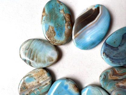 Natural Dragon Skin Agate Gemstone Bead 24x34mm Oval Shape, Beautiful Sky Blue Color LOOSE Dragon Skin Agate Bead