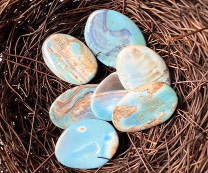 Natural Dragon Skin Agate Gemstone Bead 24x34mm Oval Shape, Beautiful Sky Blue Color LOOSE Dragon Skin Agate Bead