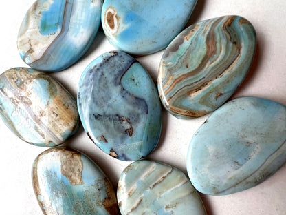 Natural Dragon Skin Agate Gemstone Bead 30x40mm Oval Shape, Beautiful Sky Blue Brown Color LOOSE Dragon Skin Agate Bead