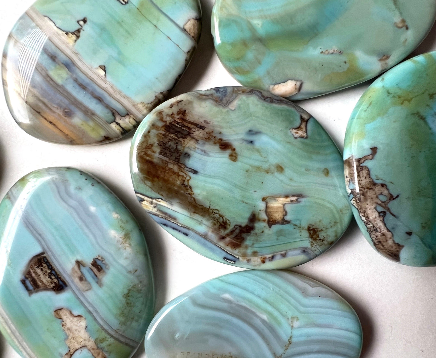 Natural Dragon Skin Agate Gemstone Bead 30x40mm Oval Shape, Beautiful Sky Blue Brown Color LOOSE Dragon Skin Agate Bead