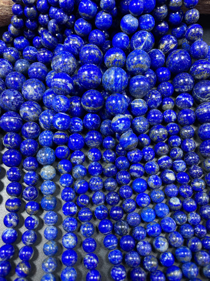 AAA natural lapis lazuli stone bead. Graduated shape. Gorgeous natural royal blue color. Lapis lazuli bead. 8mm round bead. Loose stone bead