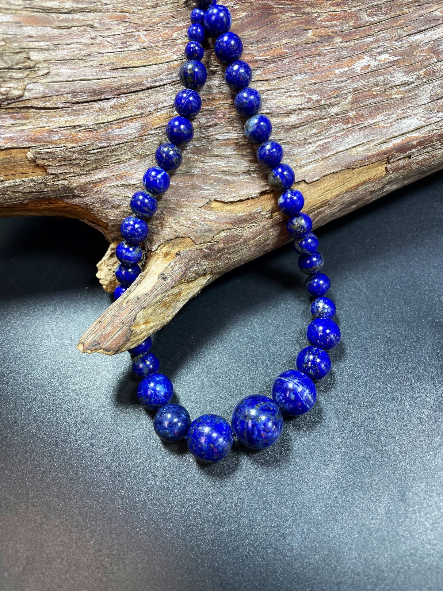 AAA natural lapis lazuli stone bead. Graduated shape. Gorgeous natural royal blue color. Lapis lazuli bead. 8mm round bead. Loose stone bead