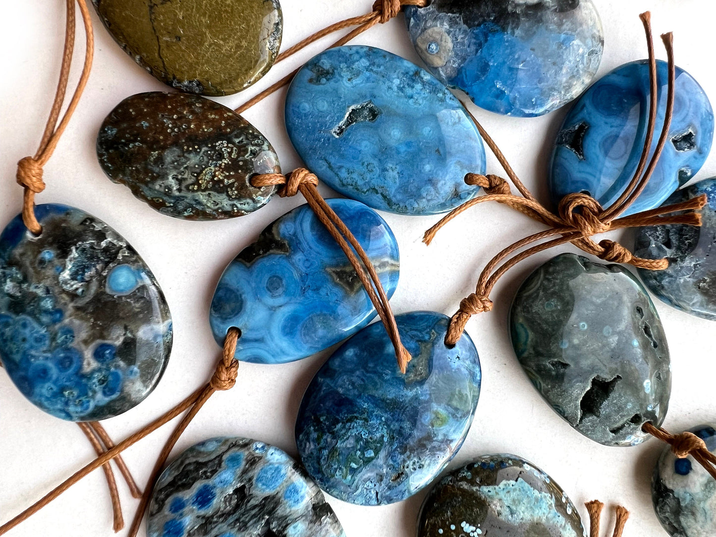 Natural Gemstone Blue Ocean Jasper Oval Shape Pendant Gorgeous Ocean Blue Color Loose Beads Loose Pendants Great Quality Jasper!!!