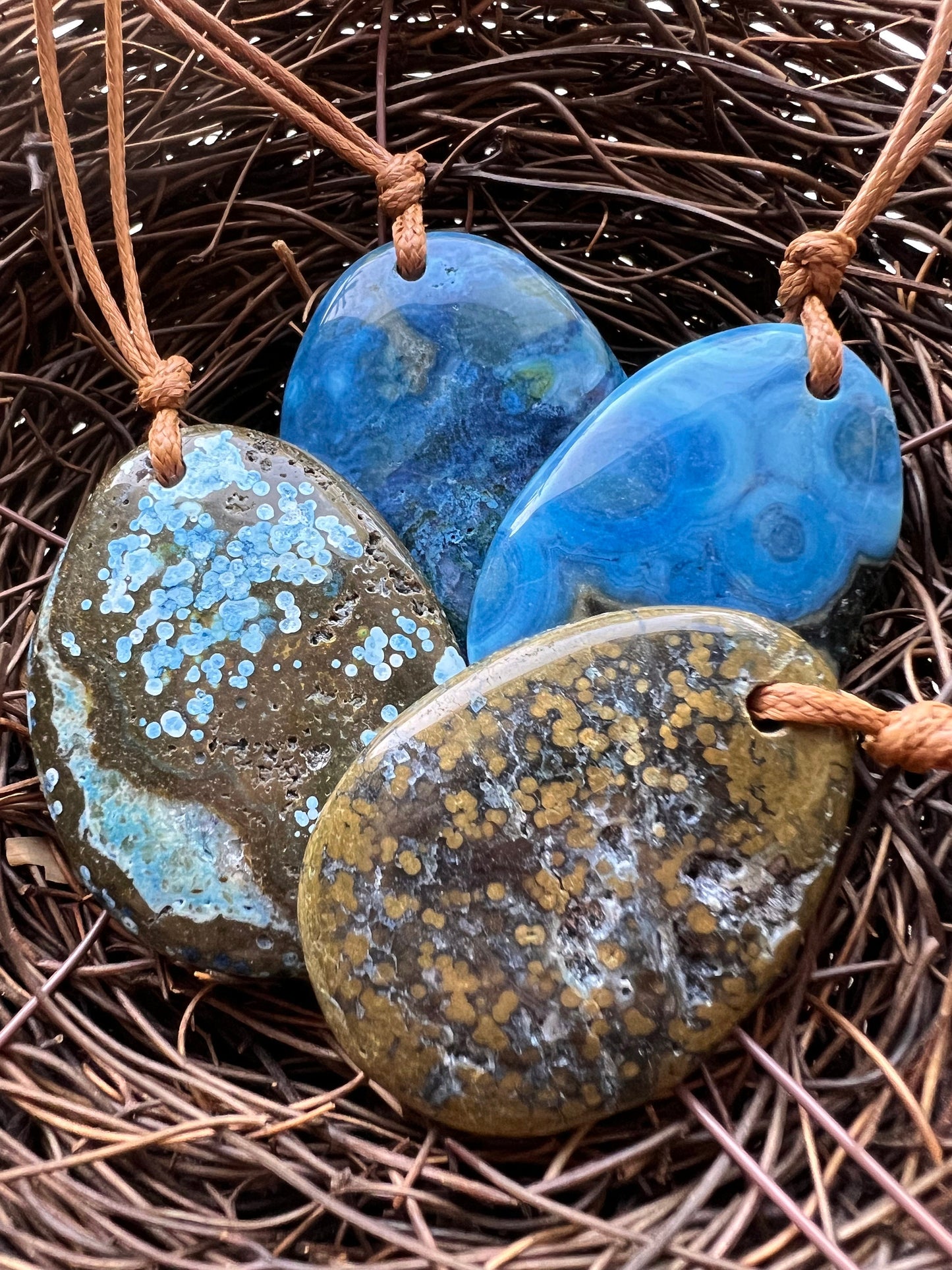 Natural Gemstone Blue Ocean Jasper Oval Shape Pendant Gorgeous Ocean Blue Color Loose Beads Loose Pendants Great Quality Jasper!!!