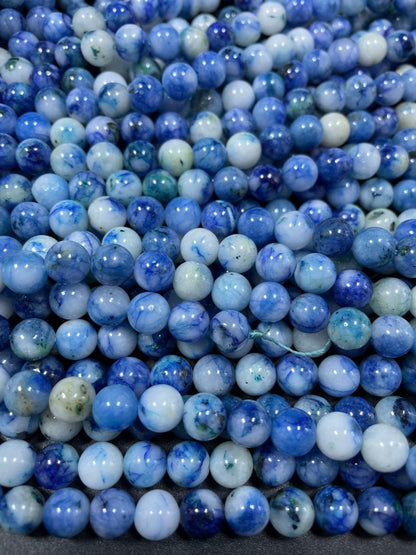 Natural Blue Chrysocolla Gemstone Bead, 6mm 8mm Round Beads, Beautiful Blue Color Chrysocolla Gemstone Bead