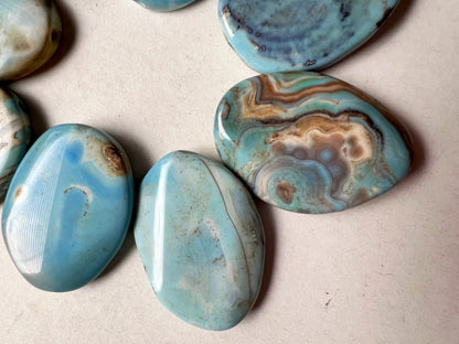 Natural Dragon Skin Agate Gemstone Bead 24x34mm Oval Shape, Beautiful Sky Blue Color LOOSE Dragon Skin Agate Bead