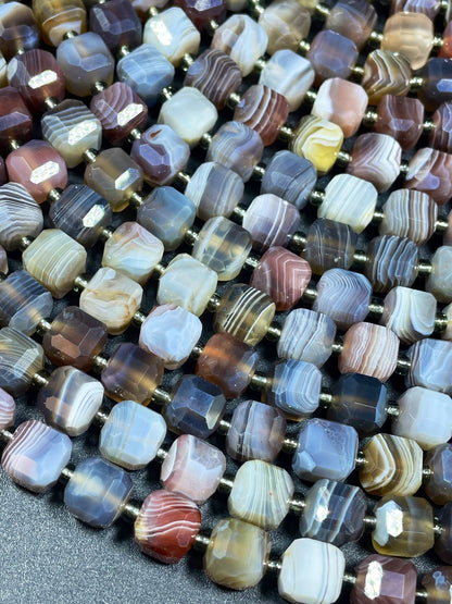 AAA Natural Botswana Gemstone Bead 8mm Cube Shape, Beautiful Neutral Gray Brown Color Botswana Gemstone Beads