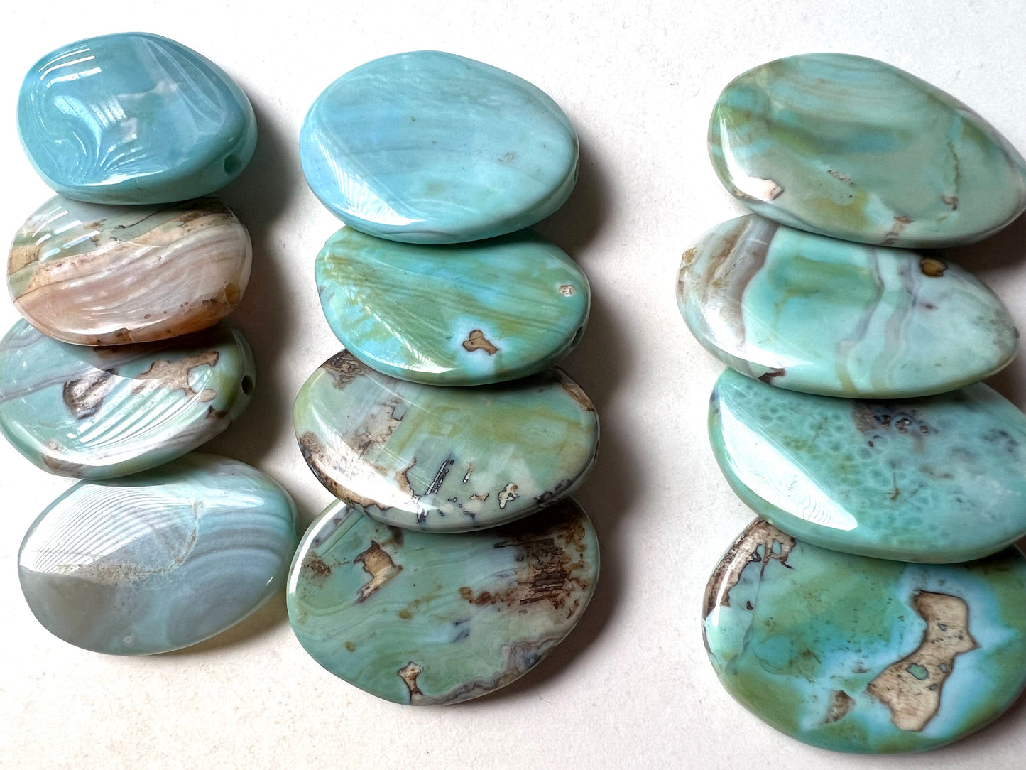 Natural Dragon Skin Agate Gemstone Bead 30x40mm Oval Shape, Beautiful Sky Blue Brown Color LOOSE Dragon Skin Agate Bead