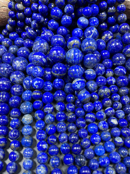 AAA natural lapis lazuli stone bead. Graduated shape. Gorgeous natural royal blue color. Lapis lazuli bead. 8mm round bead. Loose stone bead