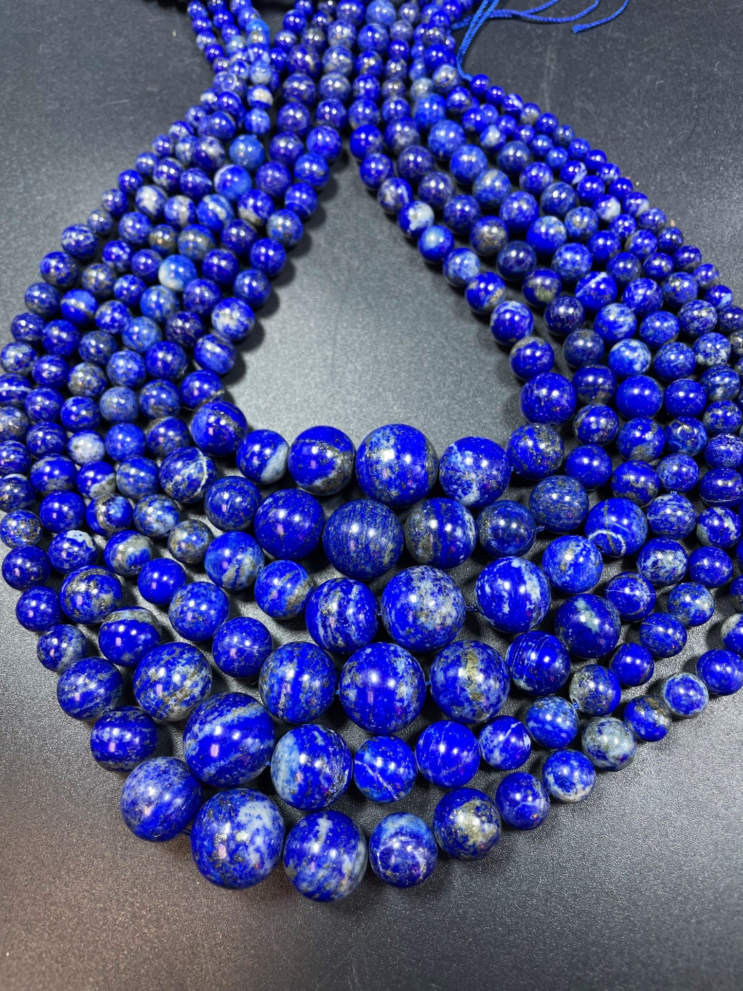 AAA natural lapis lazuli stone bead. Graduated shape. Gorgeous natural royal blue color. Lapis lazuli bead. 8mm round bead. Loose stone bead