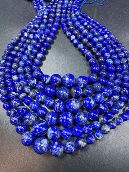 AAA natural lapis lazuli stone bead. Graduated shape. Gorgeous natural royal blue color. Lapis lazuli bead. 8mm round bead. Loose stone bead