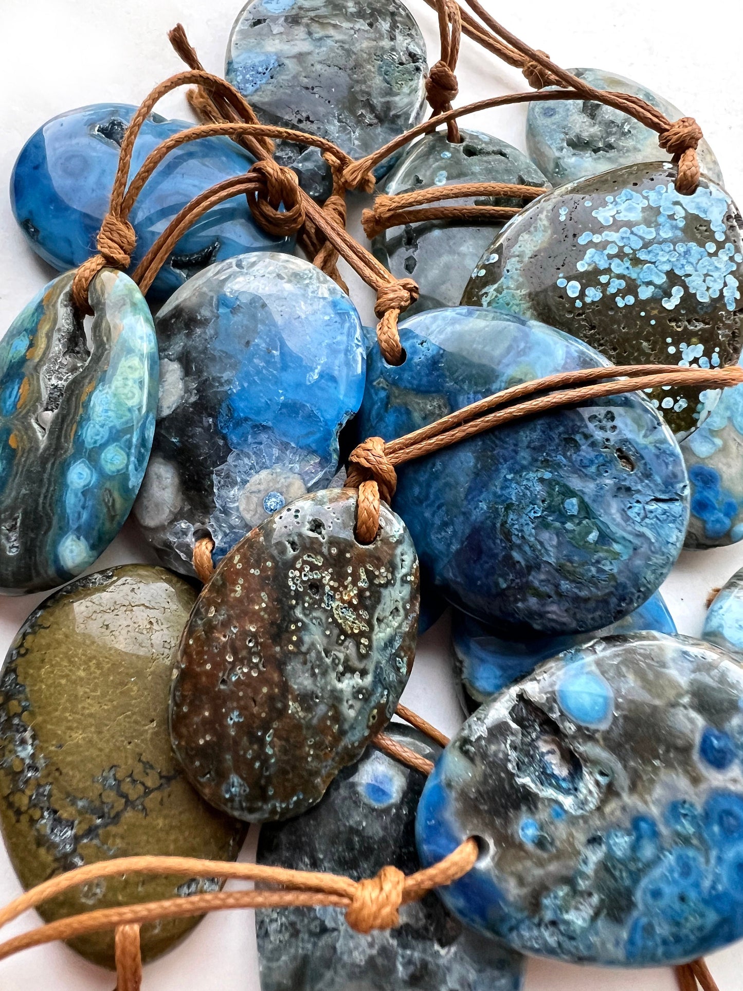 Natural Gemstone Blue Ocean Jasper Oval Shape Pendant Gorgeous Ocean Blue Color Loose Beads Loose Pendants Great Quality Jasper!!!