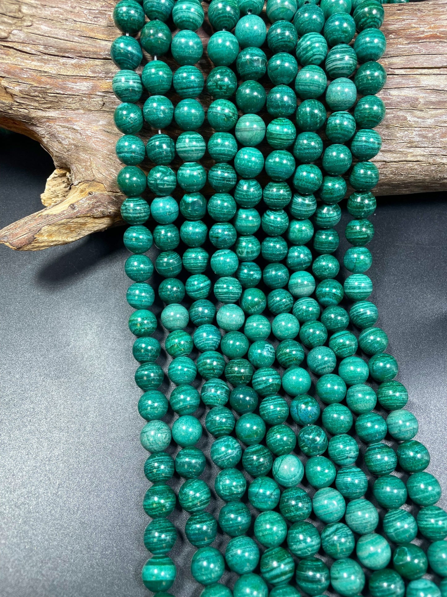 Malachite Quartz Gemstone Bead 6mm 8mm 10mm Round Bead, Beautiful Green Color Malachite Quartz Beads, Full Strand 15.5"