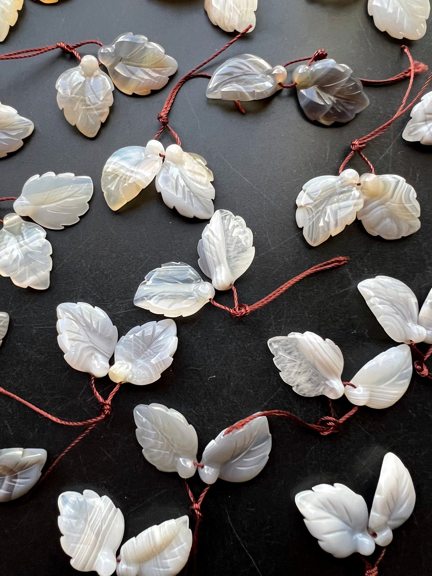 Natural Botswana Agate Leaf shape 17x25mm Gorgeous Gray White Color! Loose Pendant Loose Gemstone Loose Bead Handmade Jewelry Great Quality!