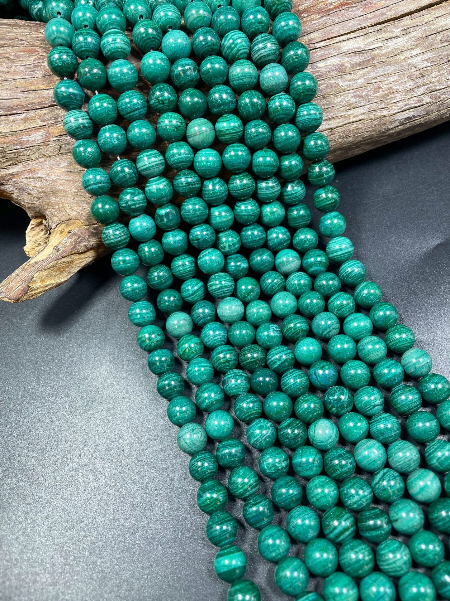 Malachite Quartz Gemstone Bead 6mm 8mm 10mm Round Bead, Beautiful Green Color Malachite Quartz Beads, Full Strand 15.5"