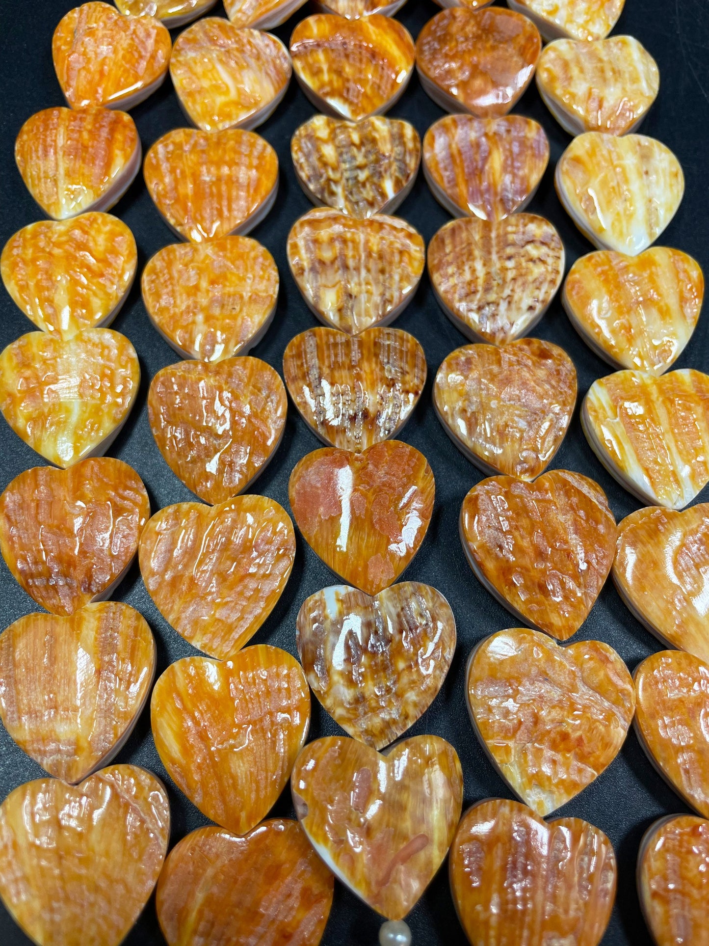 Natural Spiny Oyster Shell Bead 15mm Heart Shape, Gorgeous Natural Orange Yellow Unique Spiny Oyster Shell Bead