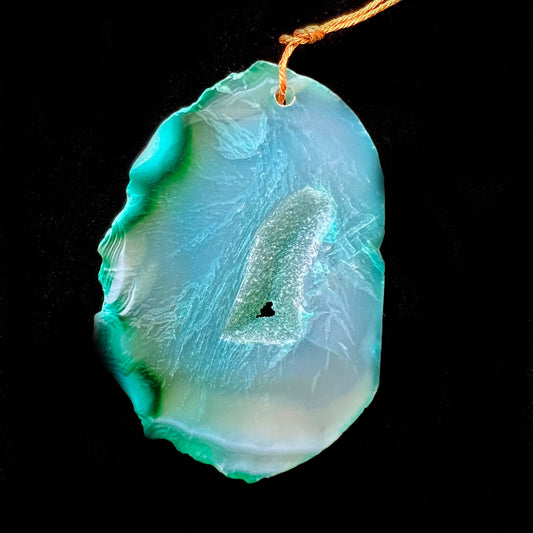 Natural Druzy Agate Unique Free Form Pendant Gorgeous Green Brown Color Loose Pendant