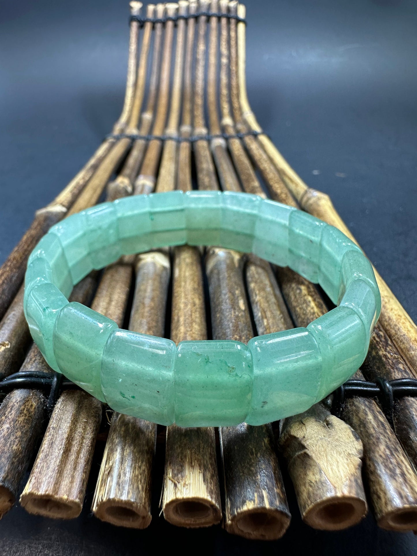 Natural Aventurine Jade Bangle 15x10 Rectangle Shape Gemstone Bracelet. Gorgeous Jade Green Color Bead. High Quality Unique Bangle!