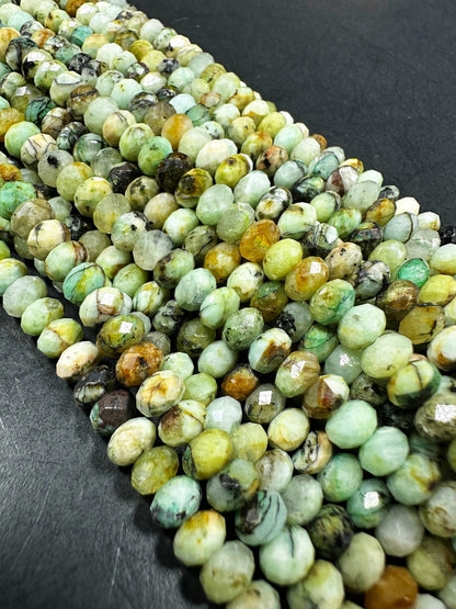 NATURAL Chrysocolla Gemstone Faceted Rondelle Shape 6x4mm Bead. Gorgeous Green Brown Color. Great Quality Full Strand 15.5"