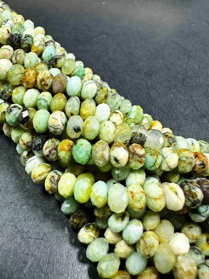 NATURAL Chrysocolla Gemstone Faceted Rondelle Shape 6x4mm Bead. Gorgeous Green Brown Color. Great Quality Full Strand 15.5"