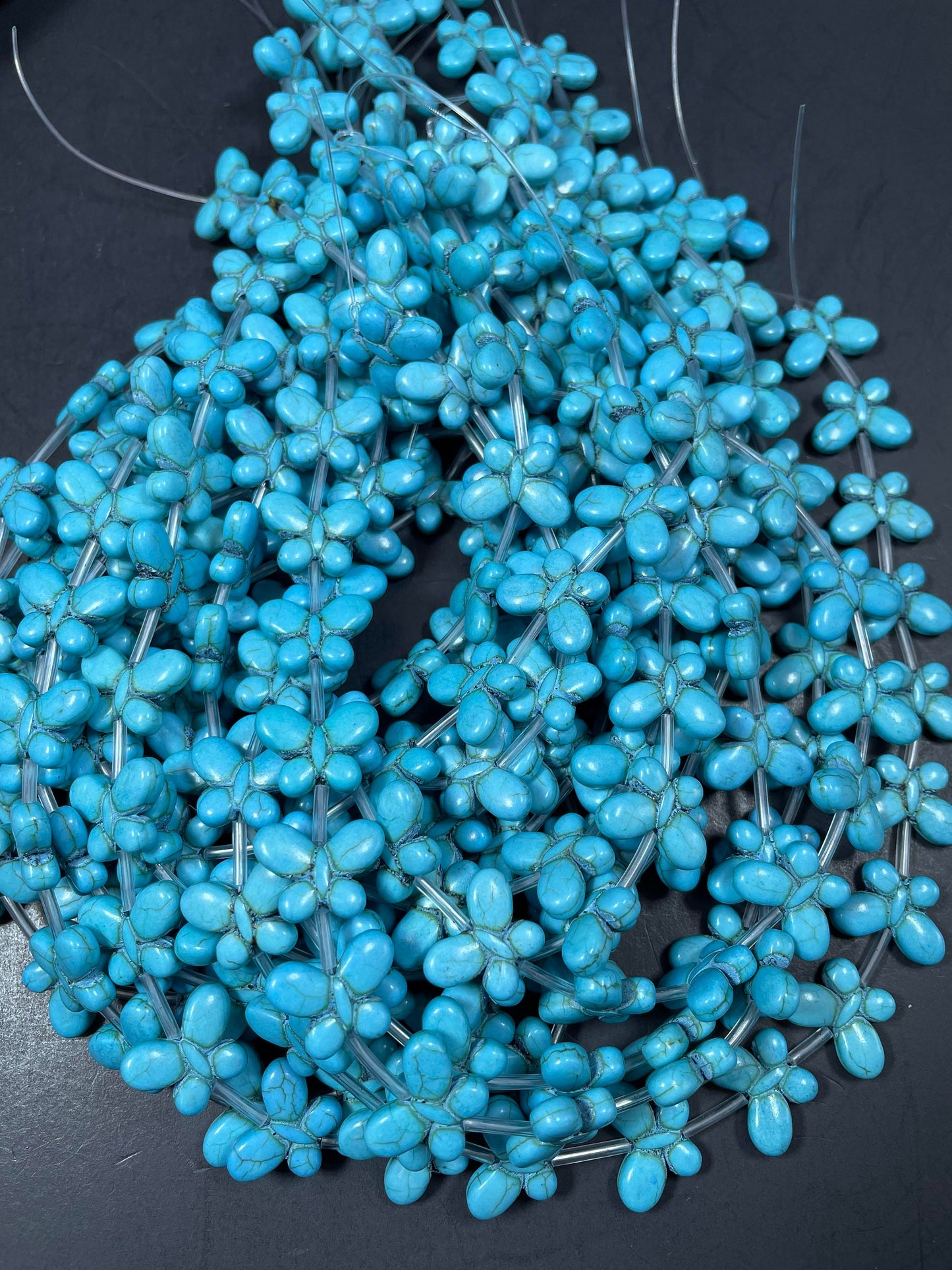 Natural Blue Turquoise Howlite Beads Butterfly Shape 19x14mm Gorgeous Turquoise Blue Color Full Strand 15.5''