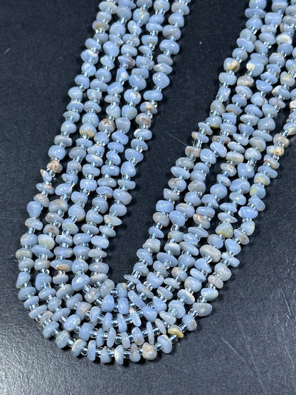 NATURAL Blue Calcite Gemstone Bead 5-6mm Freeform Rondelle Shape, Beautiful Natural Blue Color Calcite Loose Beads Full Strand 15.5"