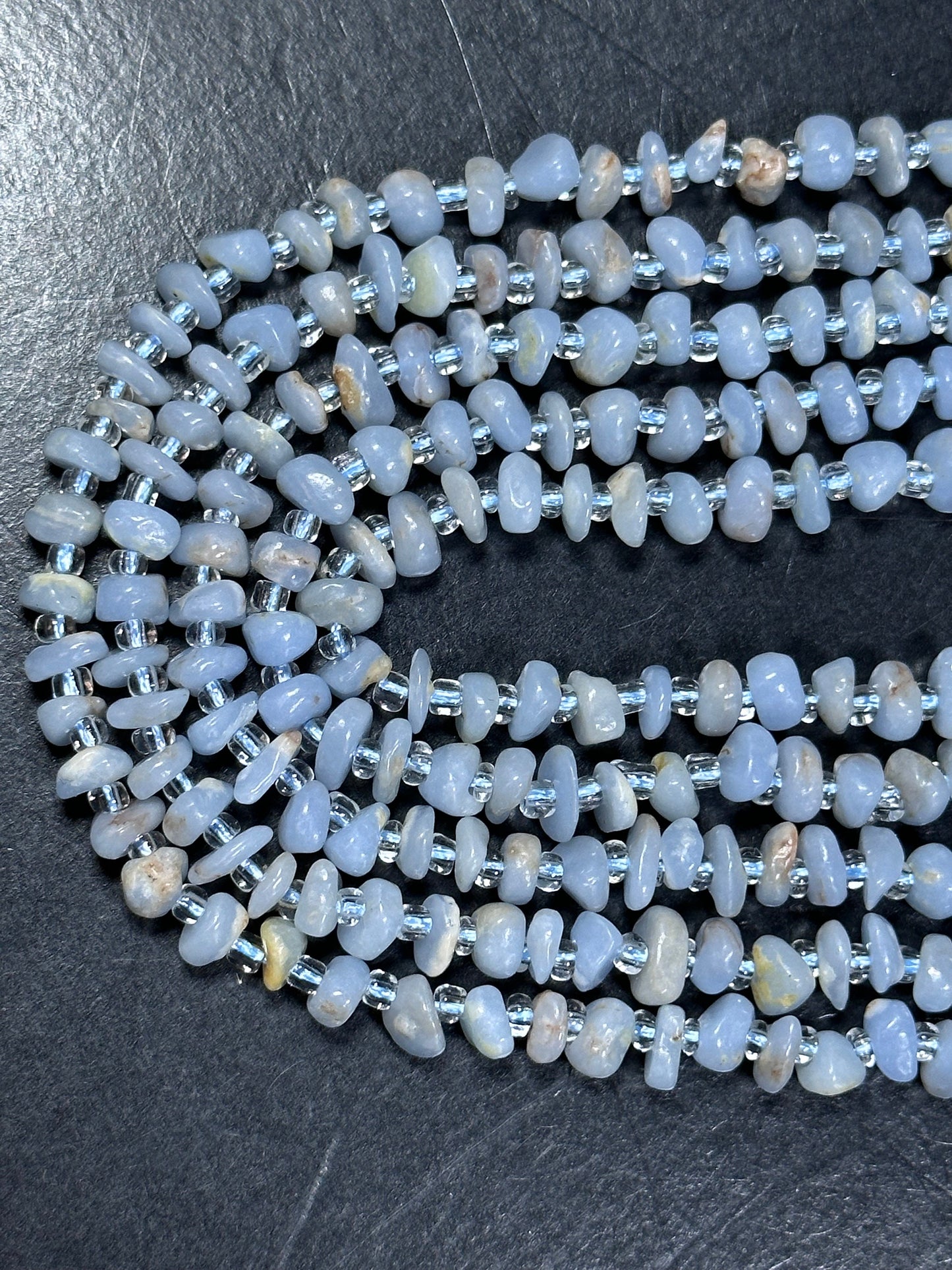 NATURAL Blue Calcite Gemstone Bead 5-6mm Freeform Rondelle Shape, Beautiful Natural Blue Color Calcite Loose Beads Full Strand 15.5"