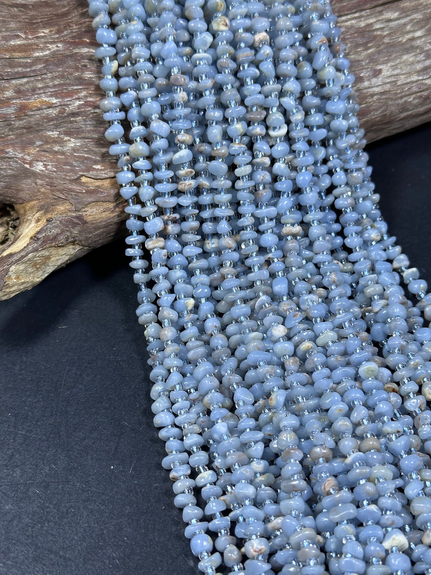 NATURAL Blue Calcite Gemstone Bead 5-6mm Freeform Rondelle Shape, Beautiful Natural Blue Color Calcite Loose Beads Full Strand 15.5"