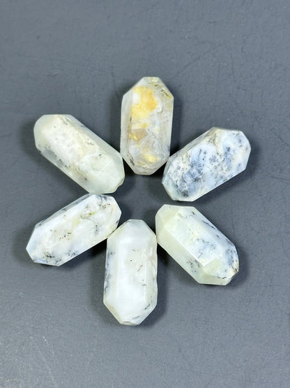 AAA NATURAL White Opal Gemstone Bead Faceted 27x12mm Barrel Shape Bead, Beautiful White with Black Color Opal Gemstone Bead, Loose Beads