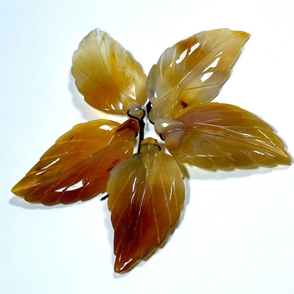 NATURAL Beautiful Hand Carved Carnelian Gemstone Pendant 60x31mm Leaf Shape, Gorgeous Orange White Color Carnelian Hand Carved Loose Pendant
