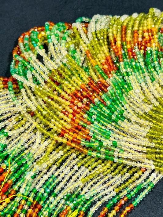 NATURAL Multicolor Quartz Gemstone Bead Faceted 3mm Round Beads, Beautiful White Red Green Multicolor Quartz Full Strand 15.5"