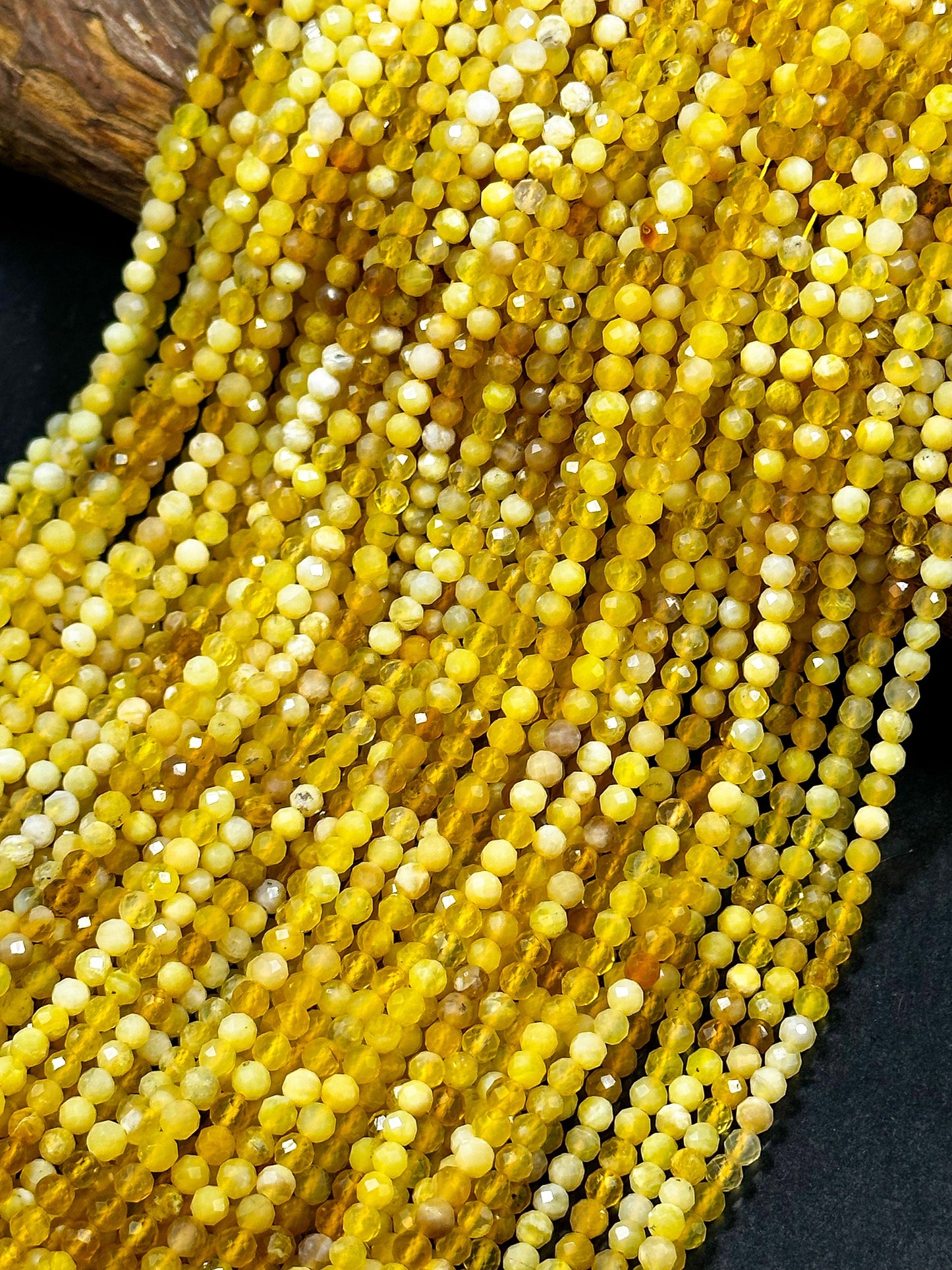 NATURAL Yellow Opal Gemstone Bead Faceted 2mm 4mm Round Beads, Beautiful Yellow Color Opal Gemstone Beads Full Strand 15.5" Great Quality