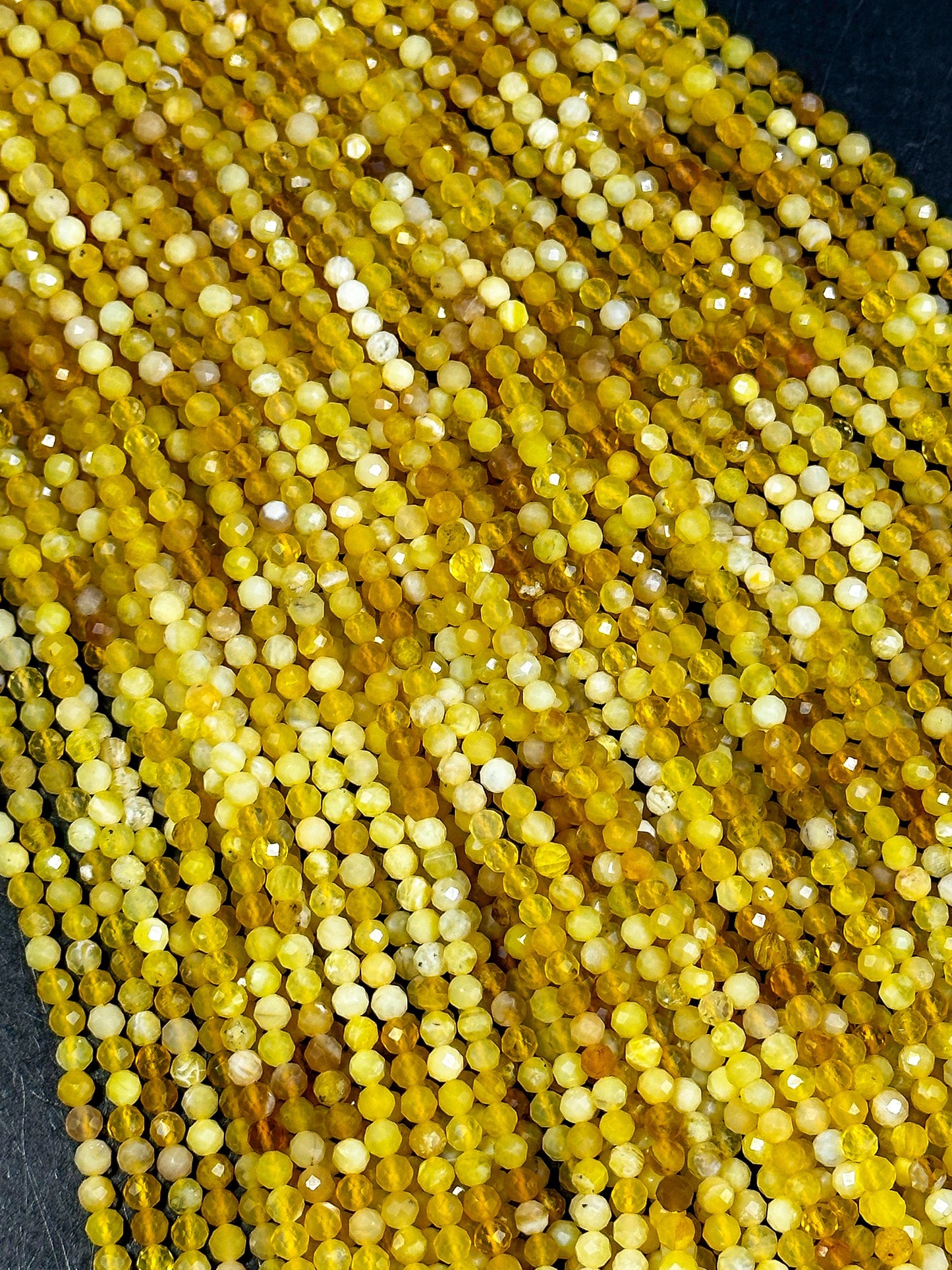 NATURAL Yellow Opal Gemstone Bead Faceted 2mm 4mm Round Beads, Beautiful Yellow Color Opal Gemstone Beads Full Strand 15.5" Great Quality