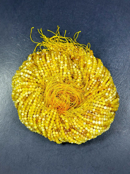 NATURAL Yellow Opal Gemstone Bead Faceted 2mm 4mm Round Beads, Beautiful Yellow Color Opal Gemstone Beads Full Strand 15.5" Great Quality