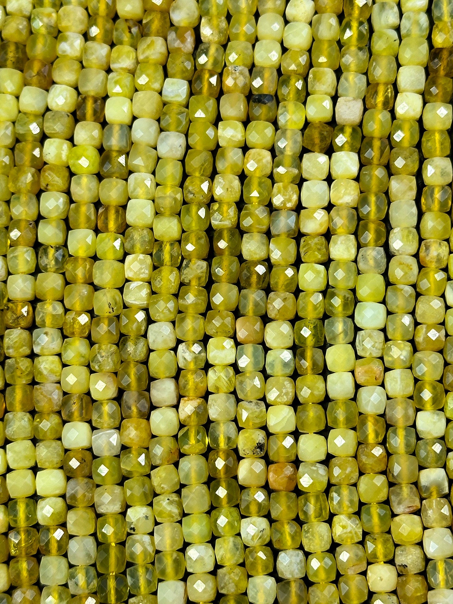 NATURAL Yellow Opal Gemstone Bead Faceted 5mm Cube Shape Bead, Beautiful Yellow Color Opal Gemstone Beads Full Strand 15.5" Great Quality