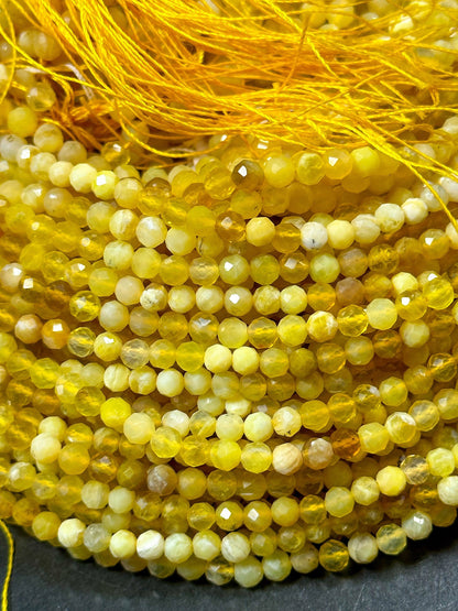 NATURAL Yellow Opal Gemstone Bead Faceted 2mm 4mm Round Beads, Beautiful Yellow Color Opal Gemstone Beads Full Strand 15.5" Great Quality