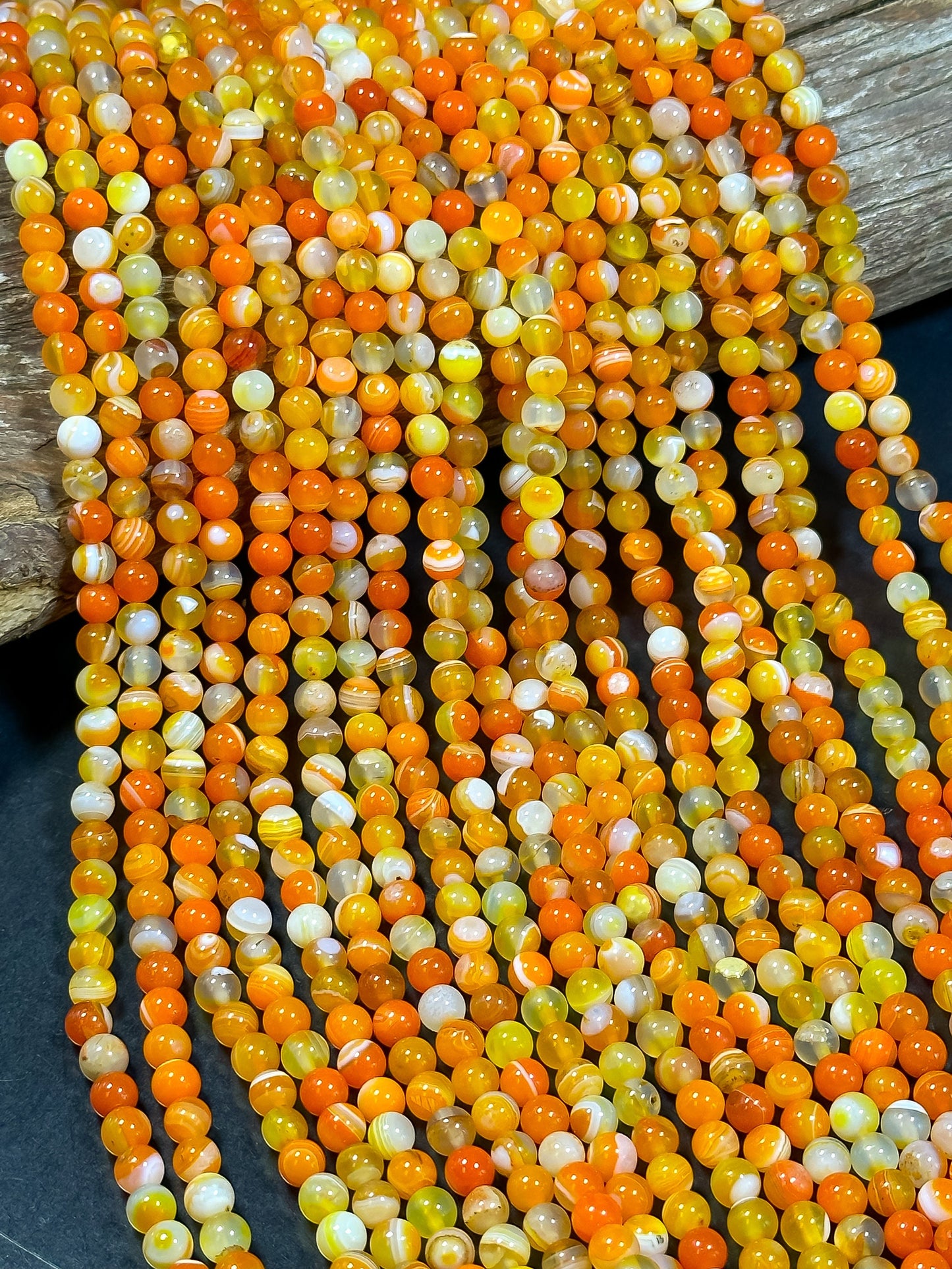 NATURAL Botswana Agate Gemstone Bead Smooth 6mm 8mm 10mm 12mm Round Beads, Beautiful Orange Color Botswana Gemstone Bead Full Strand 15.5"