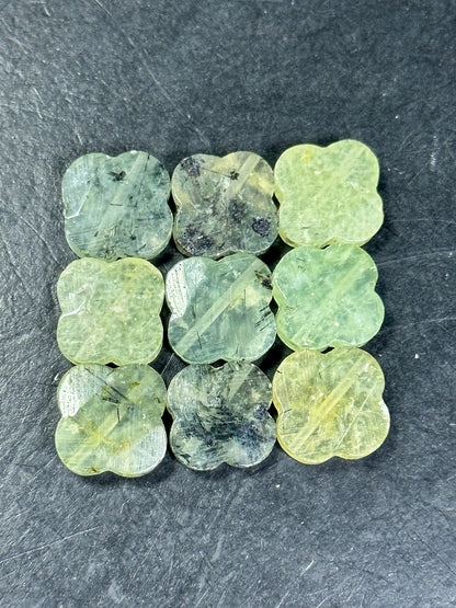 AAA NATURAL Prehnite Gemstone Bead Faceted 17mm Clover Flower Shape Beautiful Natural Green Color Prehnite Gemstone Bead LOOSE Prehnite Bead