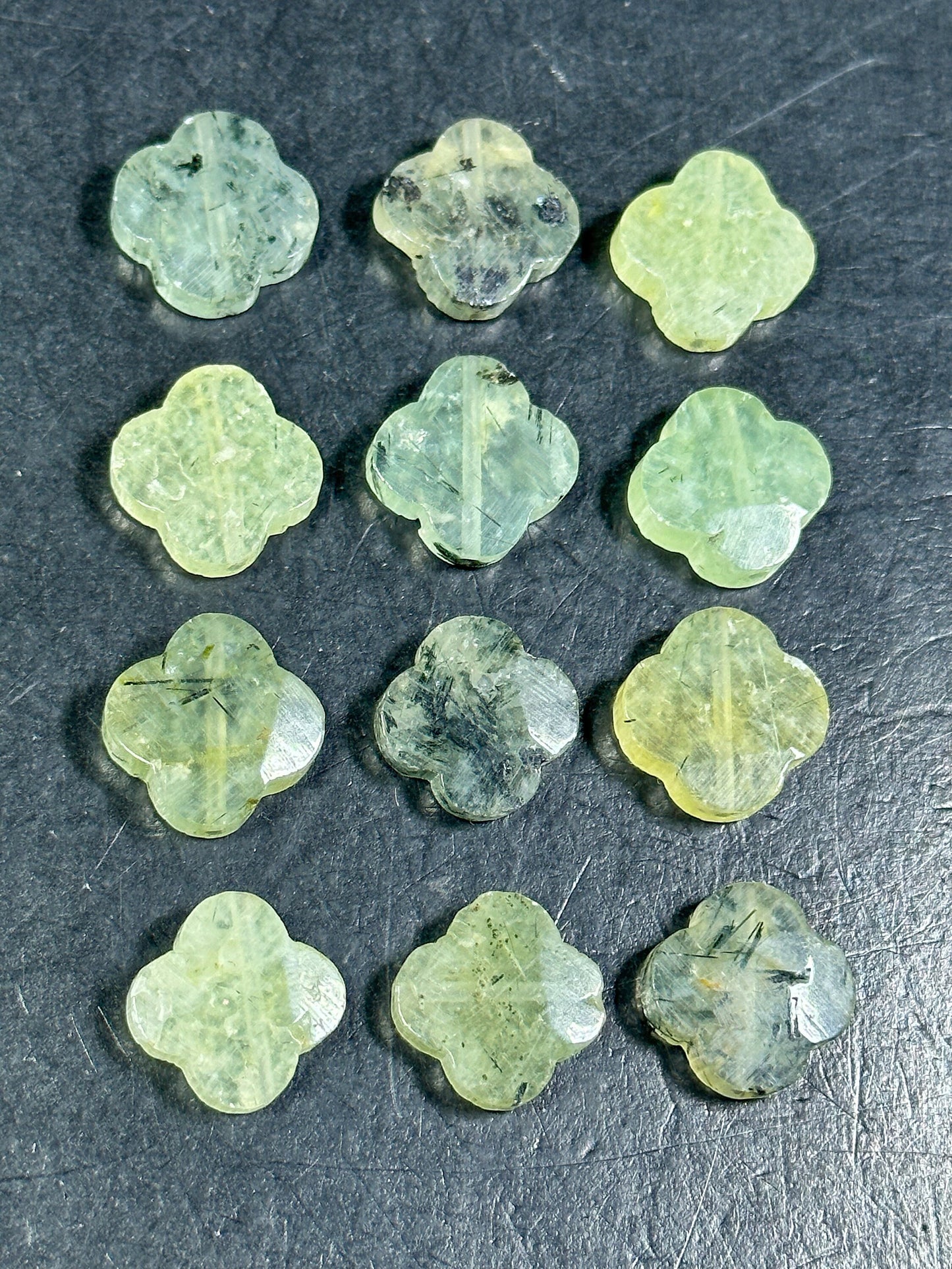 AAA NATURAL Prehnite Gemstone Bead Faceted 17mm Clover Flower Shape Beautiful Natural Green Color Prehnite Gemstone Bead LOOSE Prehnite Bead